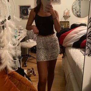 OLIVACEOUS | PINK CHEETAH DENIM SKIRT